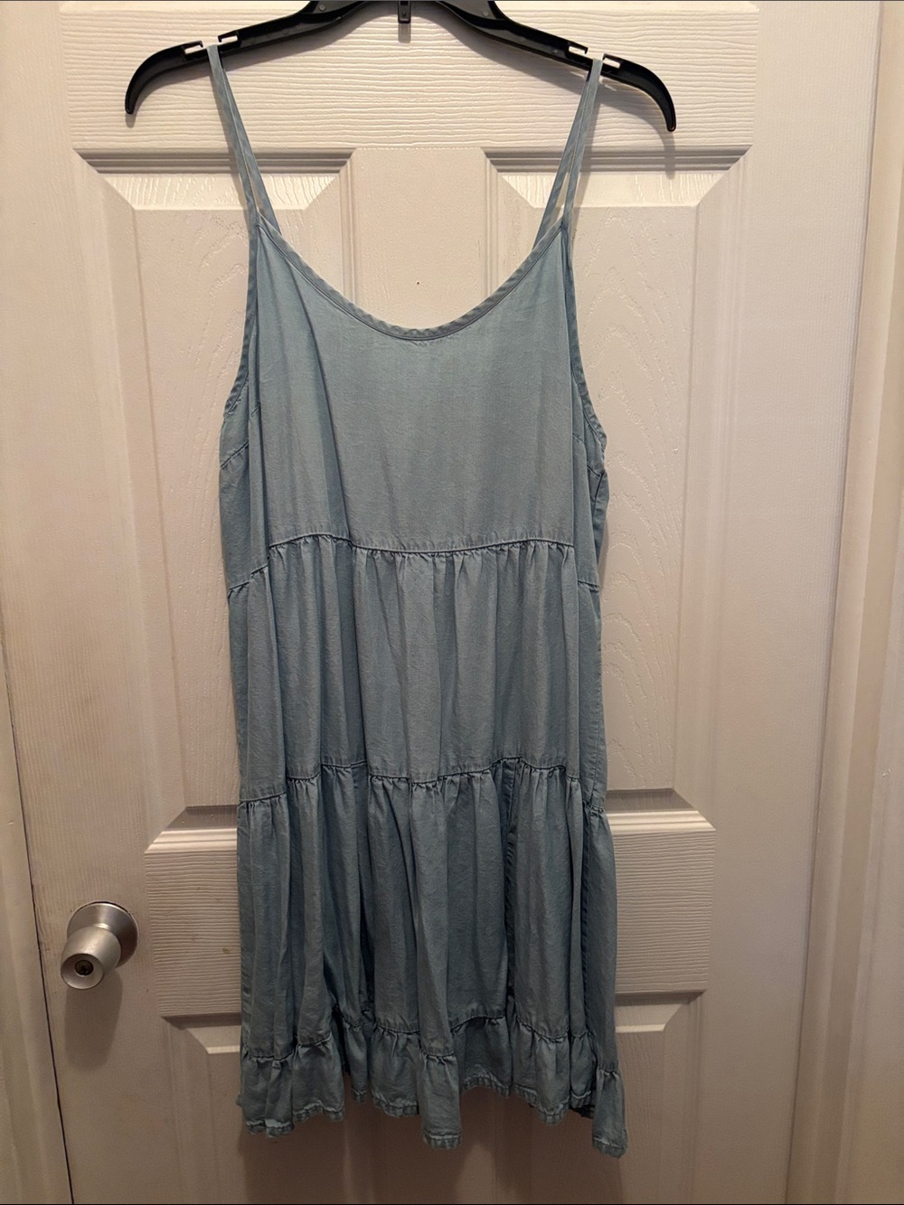 Mossimo Supply Co. Light Blue Tiered Spaghetti Strap Mini Dress
